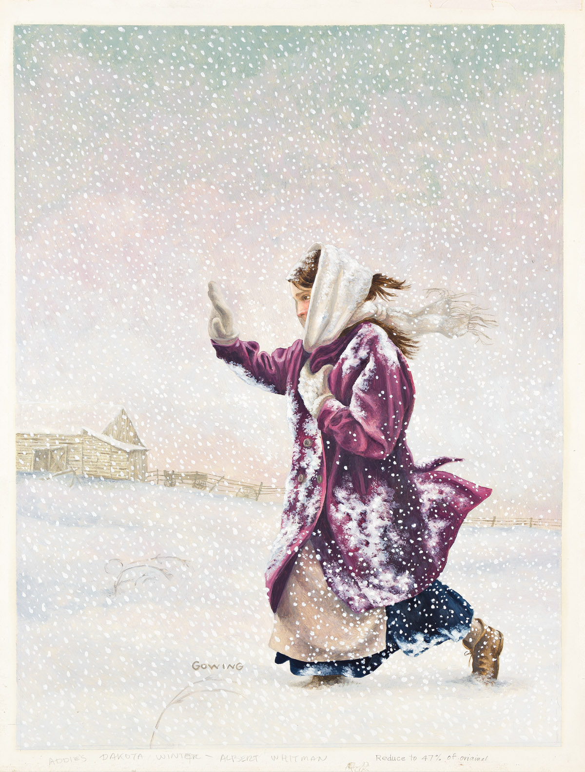 TOBY GOWING (20TH CENTURY) Addie in the snow.